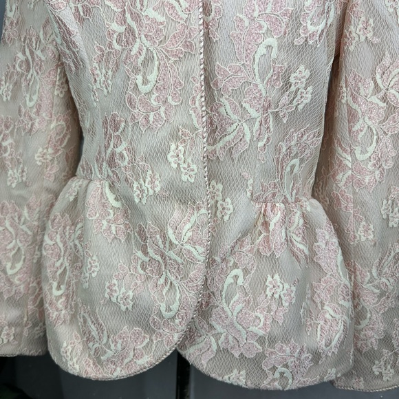 Designer Victor Costa Nahdree Princess Pink Gold Lacework Blazer Jacket Size 6 - Picture 10 of 11